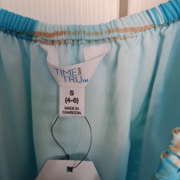 Time and Tru Women's Flutter Sleeve Tiered Dress. Sz,Small Color Blue - Picture 10 of 11